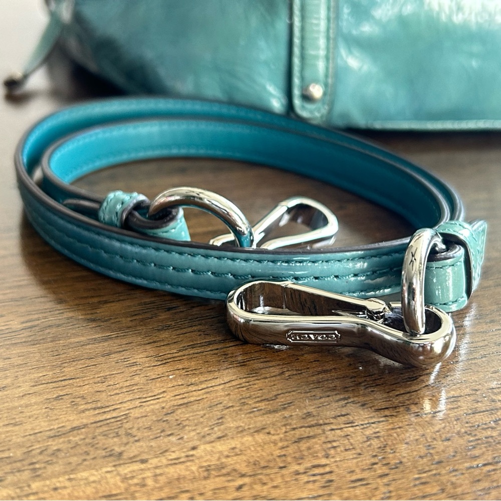 COACH Aubrey Tote Aqua Marine 2 Toned Patent Leather Shoulder Bag - Picture 14 of 14